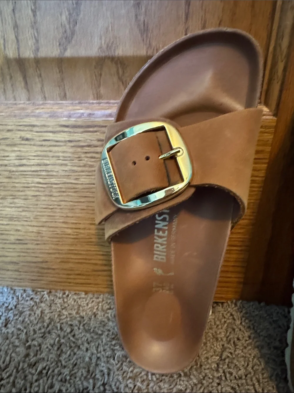 Birkenstock Madrid Big Buckle Sandals in Cognac - Picture 8 of 8
